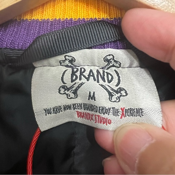 Brand X Los Angeles Reaper Banners Varsity Jacket Purple Streetwear Goth Wool M - Picture 10 of 15